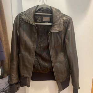 Mackage dark brown leather jacket